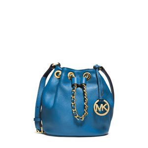Michael Kors Blue Leather Frankie Bucket Bag
